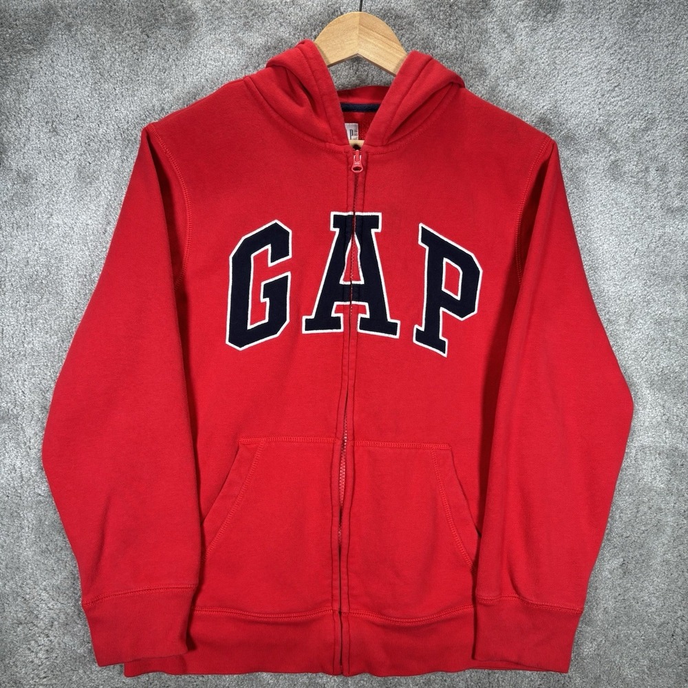 GAP Kids Hoodie Sweatshirt Youth 2XL Full Zip Red Fleece Embroidered Logo